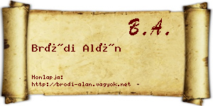Bródi Alán névjegykártya